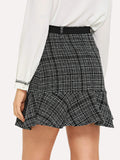 Flounce Hem Tweed Skirt