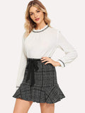 Flounce Hem Tweed Skirt