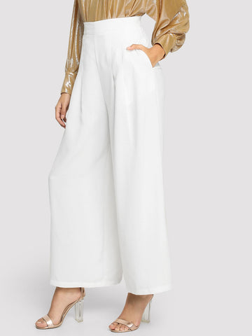 Zip Side Slant Pocket Wide Leg Pants