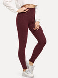 High Waist Solid Skinny Leggings