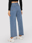 Button Wide-leg Jeans