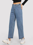 Button Wide-leg Jeans