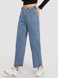 Button Wide-leg Jeans