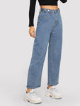 Stitch Detail Wide Leg Jeans