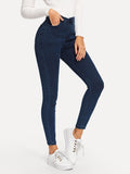 Solid Skinny Cropped Jeans