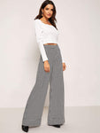 Zip Up Plaid Wide Leg Pants