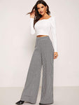 Zip Up Plaid Wide Leg Pants