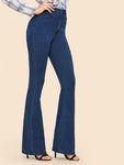 Solid Flare Hem Skinny Jeans