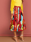 Graphic Print Pleated Skirt