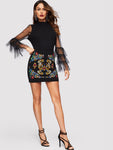 Botanical Embroidered Textured Skirt