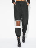 Mesh Contrast Letter Print Utility Pants