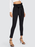 Paperbag Waist Skinny Pants With Belt