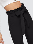 Paperbag Waist Skinny Pants With Belt