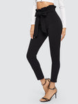 Paperbag Waist Skinny Pants With Belt