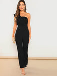 Asymmetrical Neck Solid Textured Jumpsuit