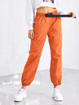 Pocket Side Drawstring Waist Pants