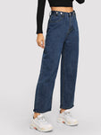 Button Wide-leg Jeans