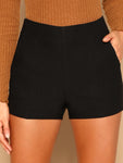 Slant Pocket Solid Shorts