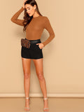 Slant Pocket Solid Shorts