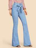Tie Waist Flare Leg Jeans