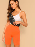 Neon Orange High Waist Leggings Shorts