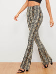 Snake Pattern Flare Leg Pants