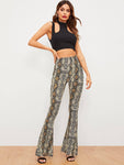 Snake Pattern Flare Leg Pants