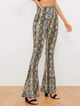 Snake Pattern Flare Leg Pants