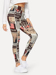 Newspaper Print Leggings