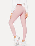 High Waist Ribbed Knit Solid Leggings