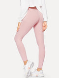 High Waist Ribbed Knit Solid Leggings