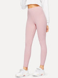 High Waist Ribbed Knit Solid Leggings