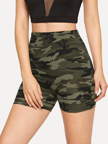 Camouflage Print Cycling Shorts