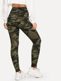 Mesh Insert Camo Print Leggings