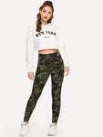 Mesh Insert Camo Print Leggings