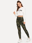 Mesh Insert Camo Print Leggings