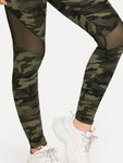 Mesh Insert Camo Print Leggings