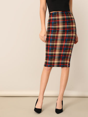 Plaid Bodycon Skirt