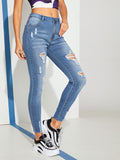 Ripped Pocket Detail Skinny Jeans