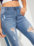 Ripped Pocket Detail Skinny Jeans