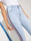 Ripped Tuxedo Stripe Side Skinny Jeans