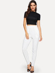 Pocket Side Solid Textured Pants