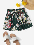 Floral Print Belted Shorts