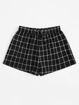 Grid Print Drawstring Shorts