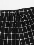 Grid Print Drawstring Shorts