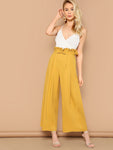 Paperbag Waist Bow Front Wide Leg Pants