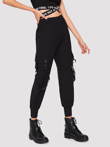 Letter Tape Buckle Detail Sweatpants