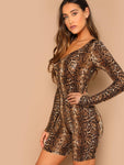 Snake Print V Neck Tailored Romper