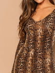 Snake Print V Neck Tailored Romper