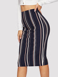 Vertical-stripe Slim Fitted Dress